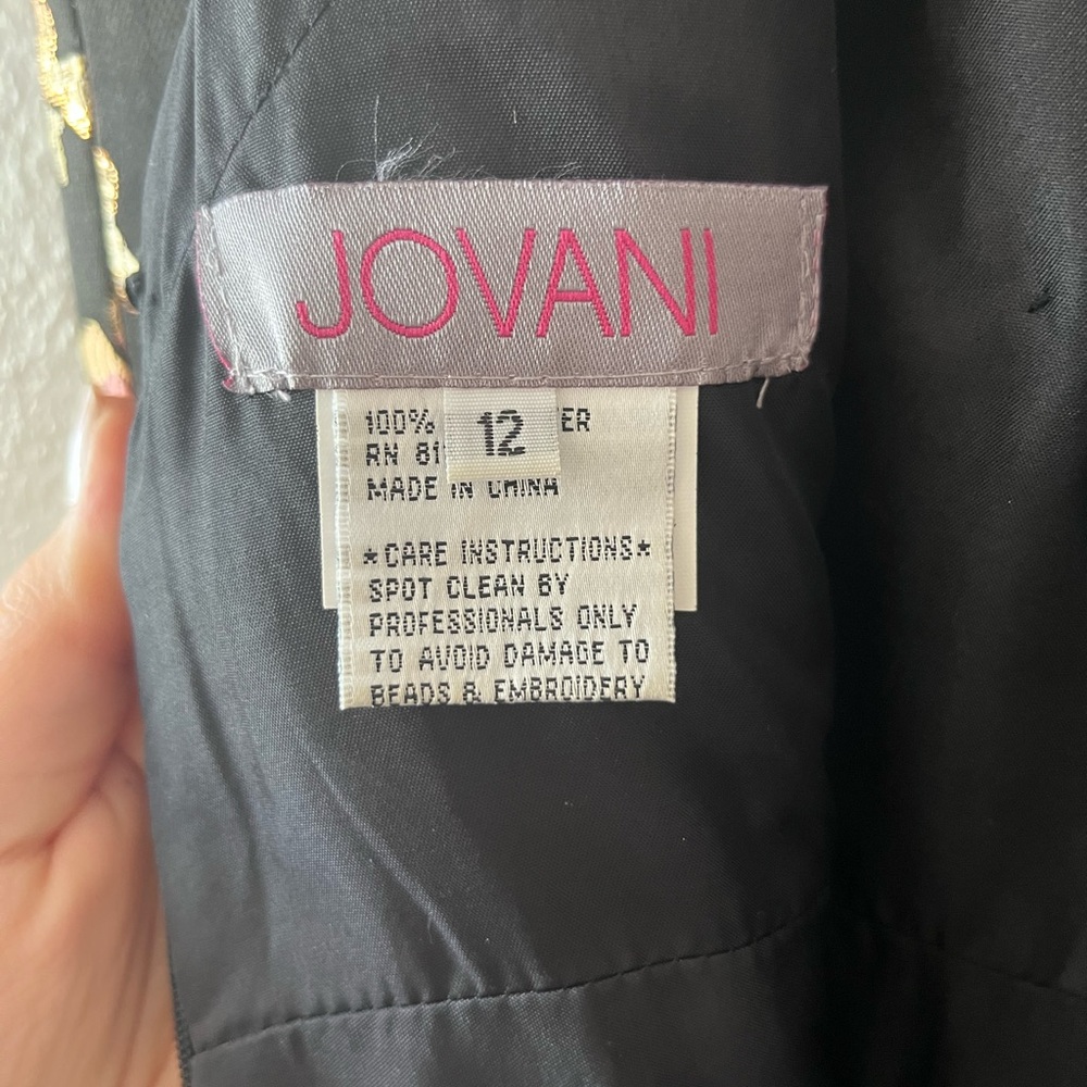 Jovani Ornate Beaded Black and Gold Halter Prom Dress - Picture 9 of 16